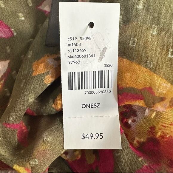 Lane Bryant Long Floral Duster Kimono Swiss Dot Green Pink Oversized Open Front - Picture 8 of 11